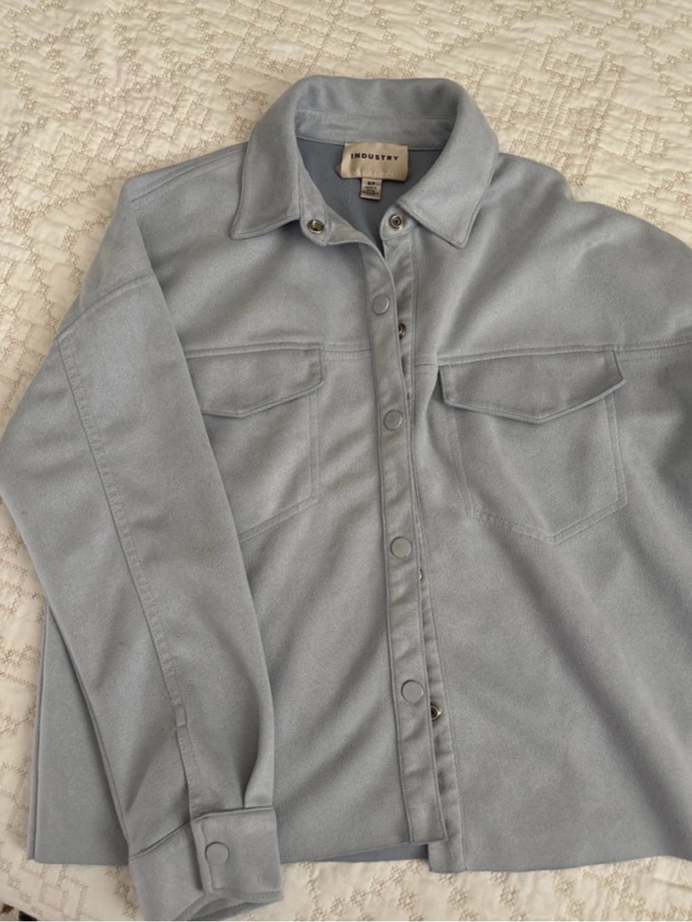 Industry Pale Gray Button-Up Blazer Jacket - Women's